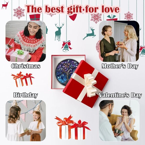 Blue Purple Tree of Life s Colorful Glass Panel Plants Suncatcher Decor for Birt - Picture 5 of 6